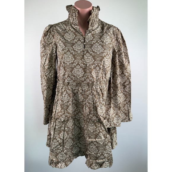 Hyacinth House Tuckernuck Moss Printed Russell Ruffle Collar Mini Dress - Picture 2 of 14